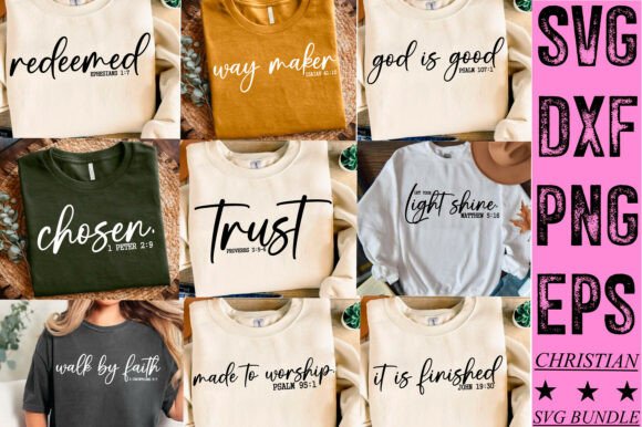 Bible Verse Christian SVG Bundle: Graphics for T-Shirt Designs