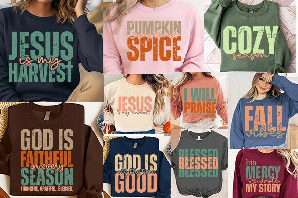Christian Fall PNG SVG Bundle: Graphics for T-Shirt Designs
