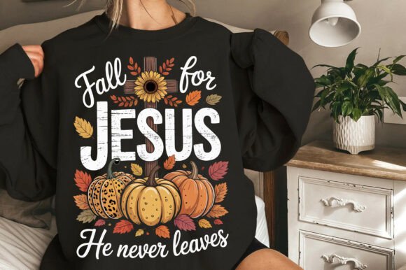 Jesus Autumn PNG: Fall Christian Graphics for T-Shirt Designs