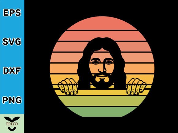 Jesus Christ Peeking Sunset Vintage Graphics & T-Shirt Designs