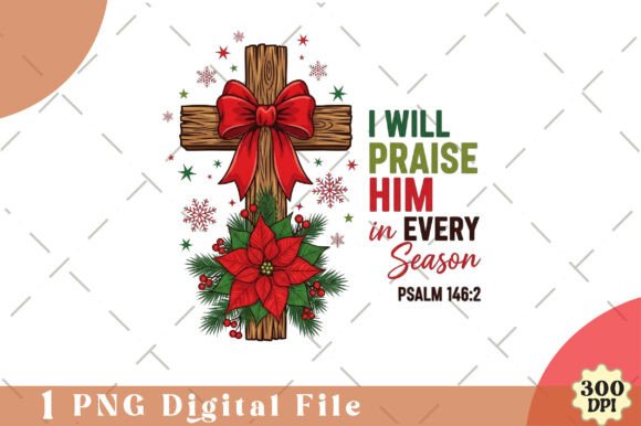 Jesus Christmas Cross Graphics for T-Shirt Designs