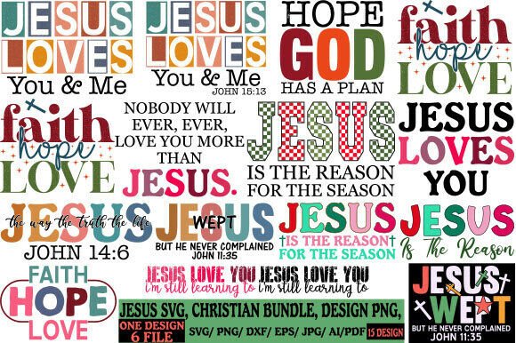 Jesus SVG Christian Bundle: Graphics for T-Shirt Designs